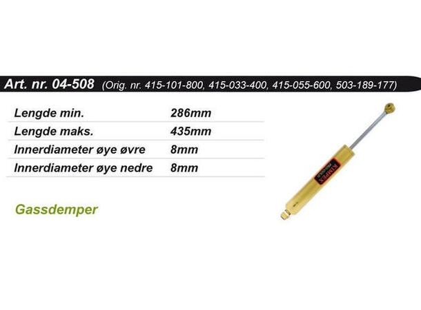 Støtdemper Ski-Doo/Lynx Kimpex Gold 415101800/415033400/415055600/503189177 